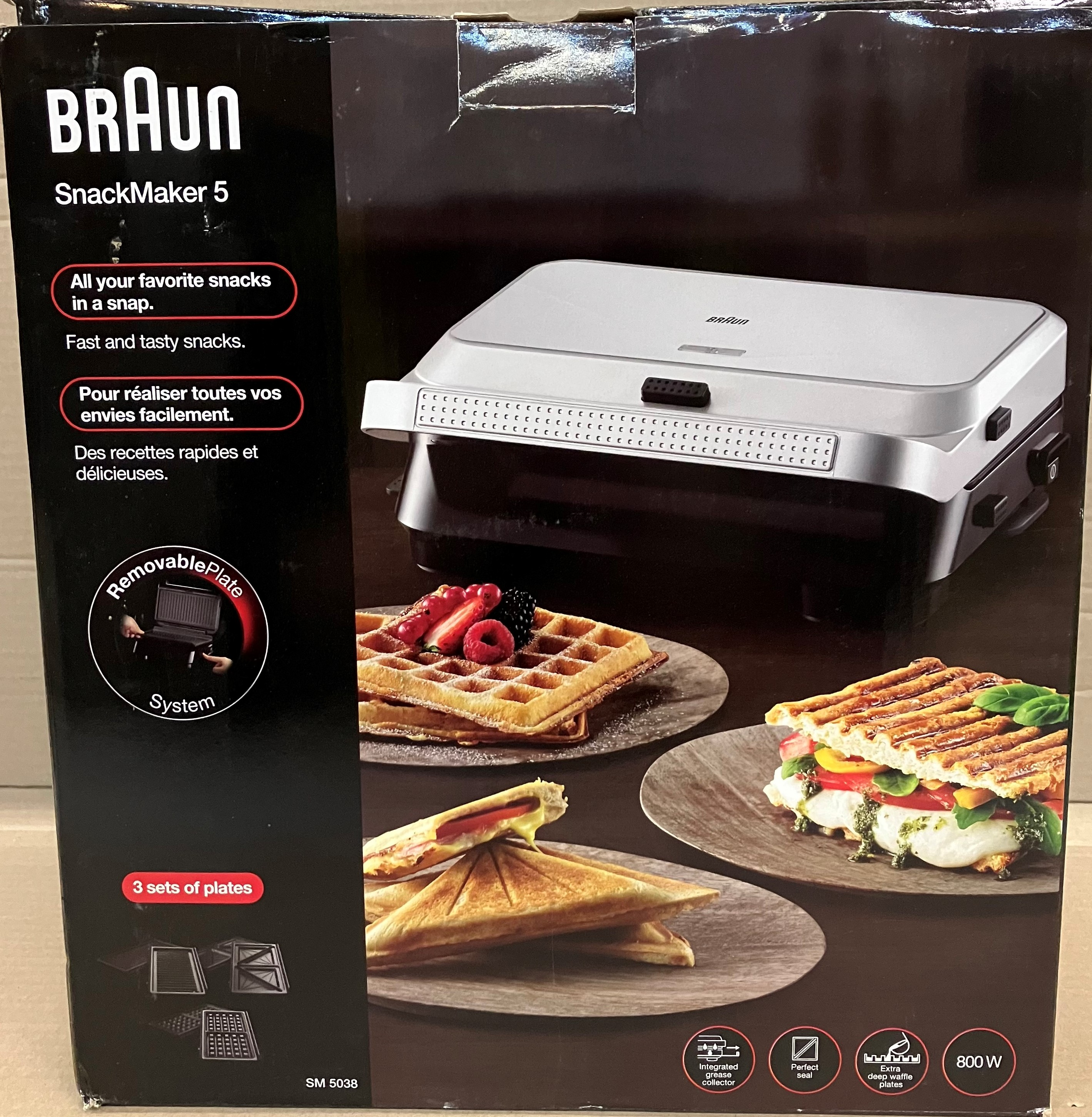 OUTLET - Opiekacz do kanapek BRAUN SM5038 SnackMaker 5 Srebrny