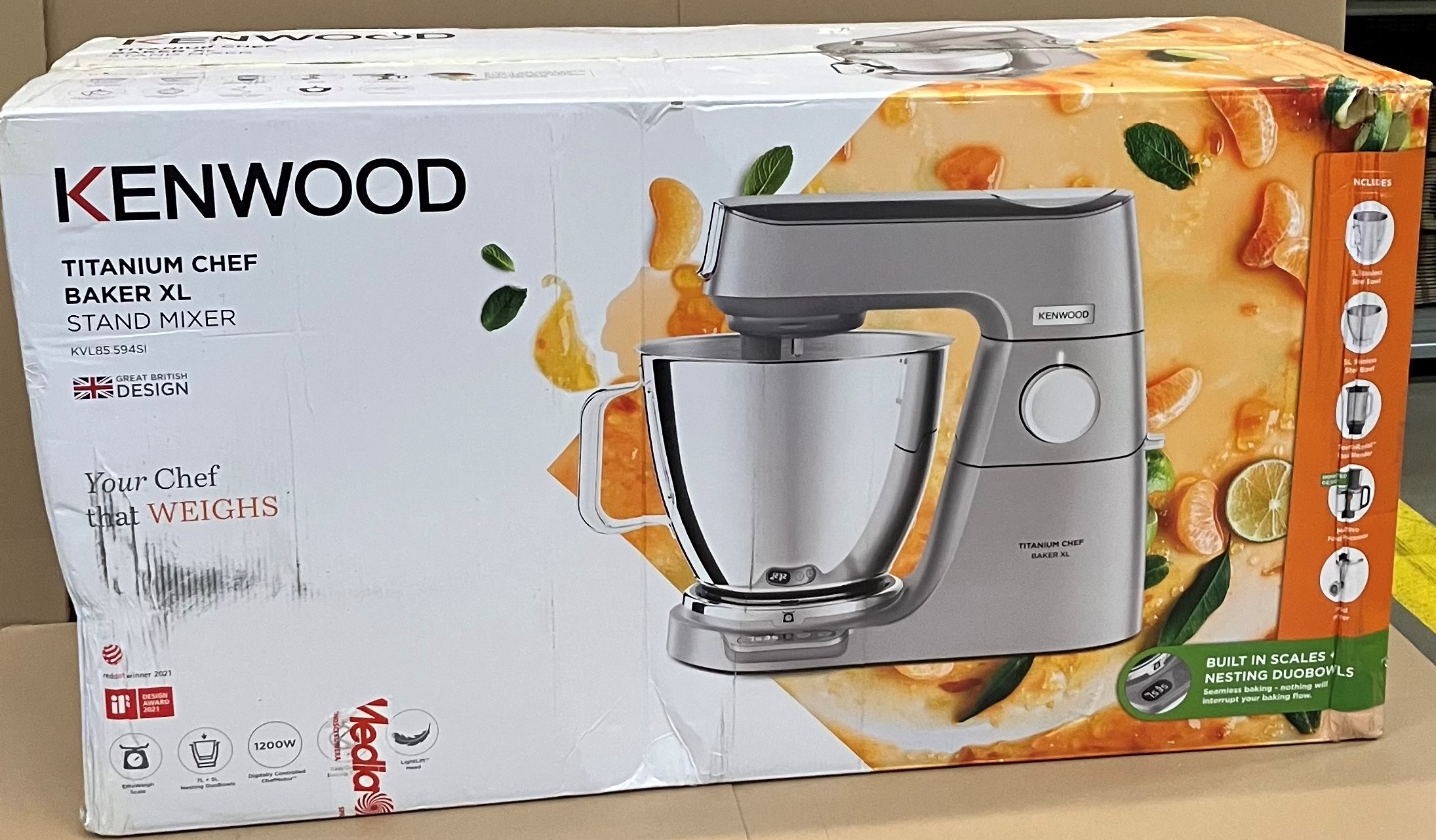 OUTLET - Robot planetarny KENWOOD KVL85.594SI Titanium Chef Baker XL Srebrny