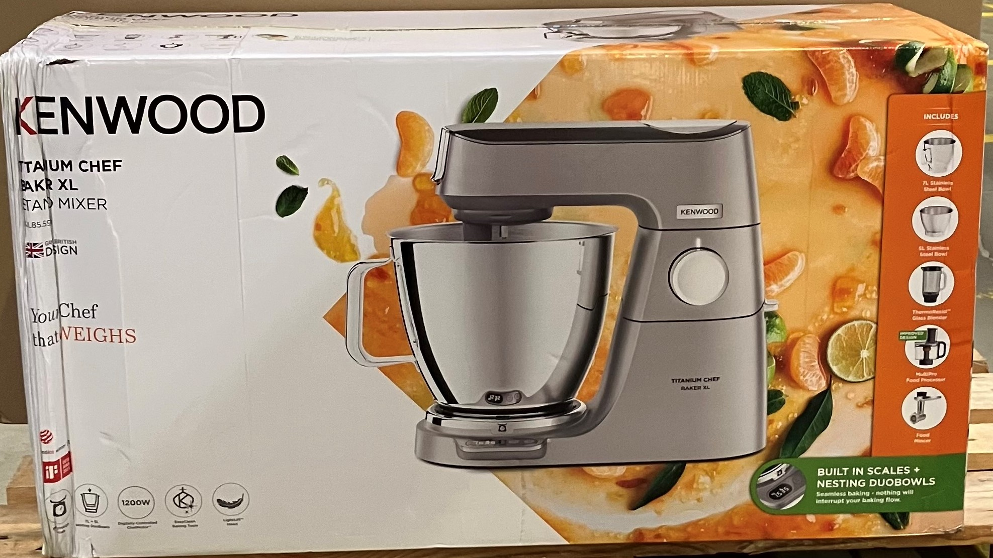 OUTLET - Robot planetarny KENWOOD KVL85.594SI Titanium Chef Baker XL Srebrny