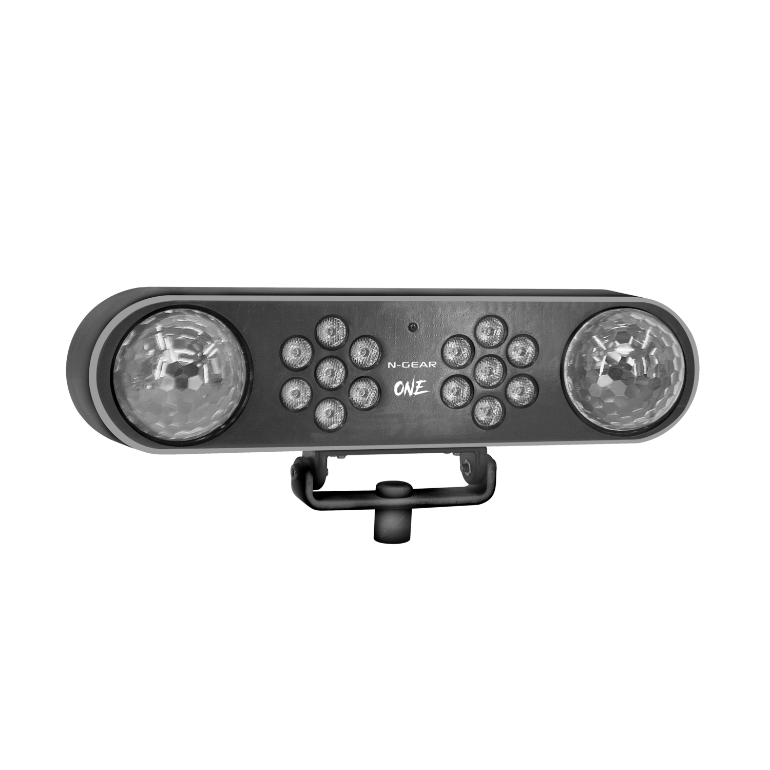 A black light bar with a mounting bracket.