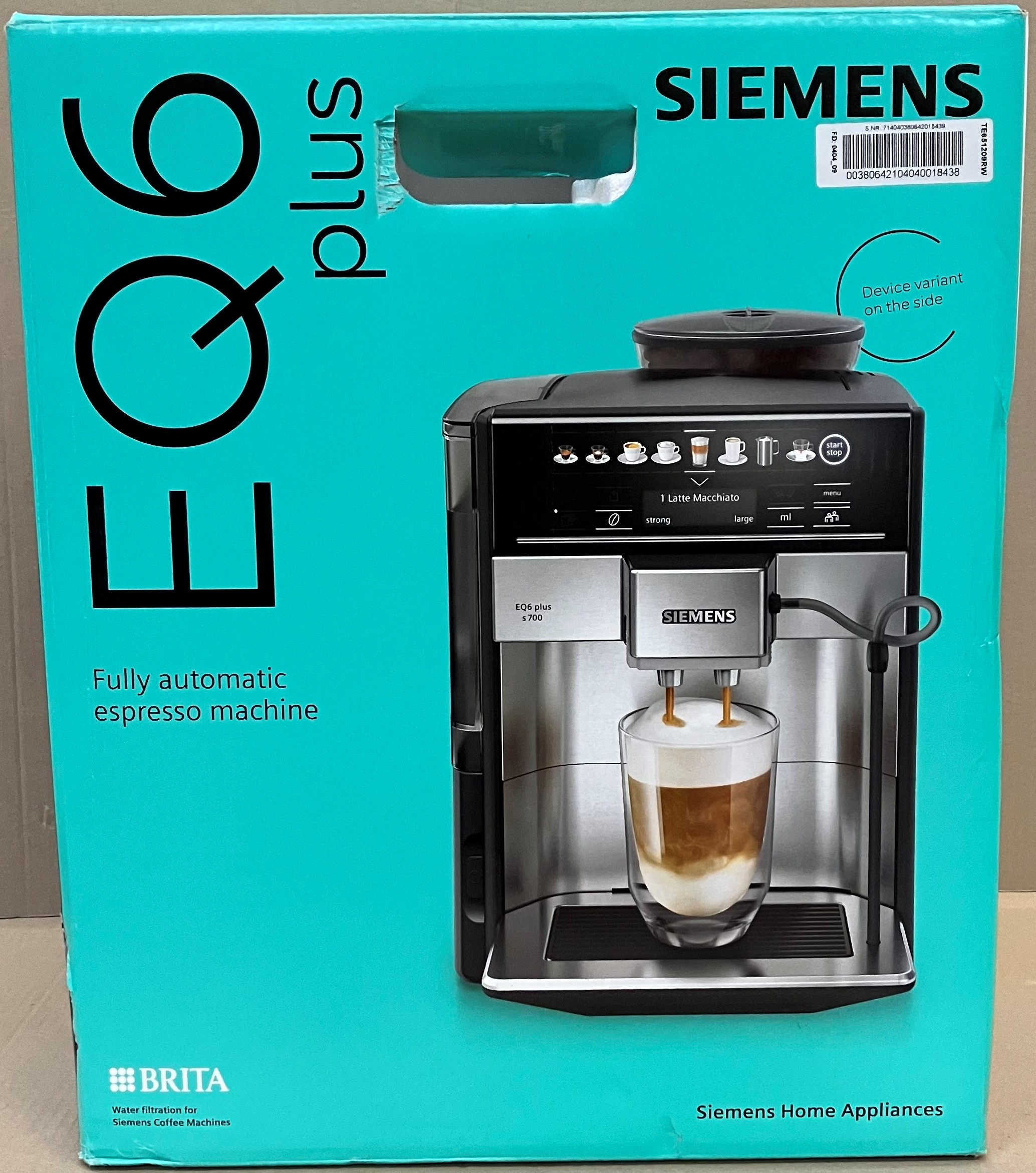 OUTLET - Ekspres ciśnieniowy SIEMENS TE651209RW EQ.6 plus s100 Szaro-czarny