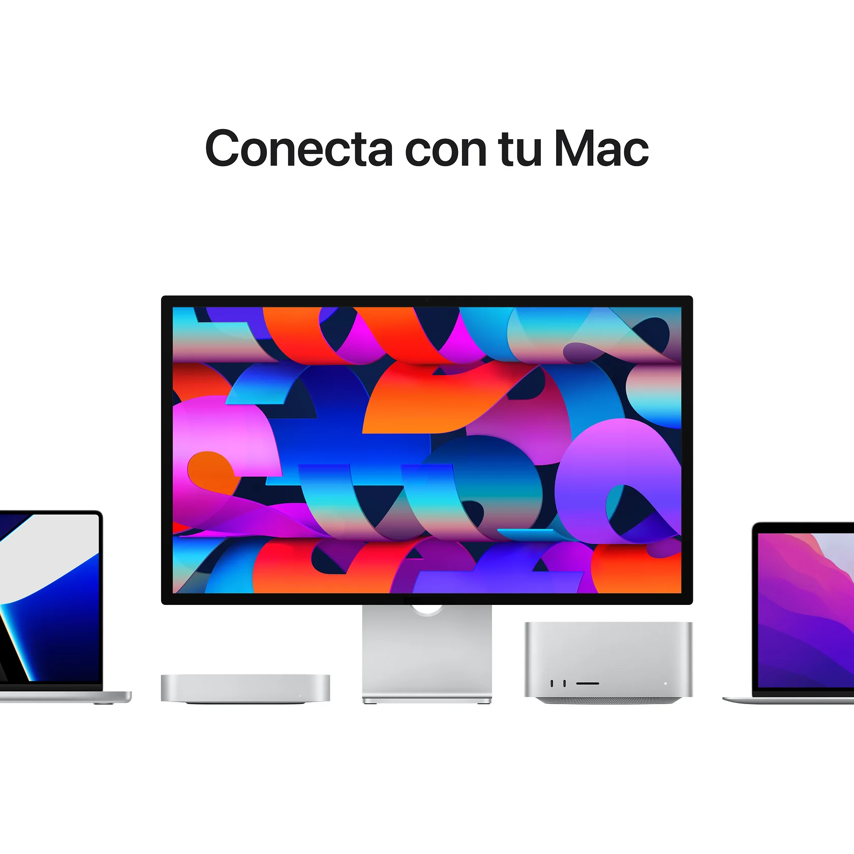Una pantalla con una configuración de computadora, con el texto 'Conecta con tu Mac' arriba.