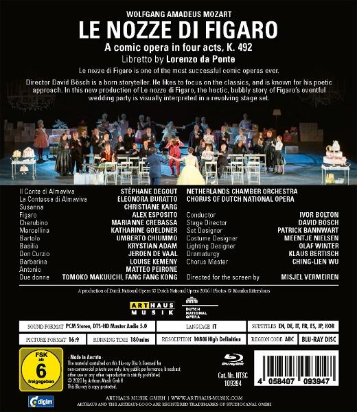 Wolfgang Amadeus Mozart - LE NOZZE DI FIGARO DNO 2016 BR  - (Blu-ray)