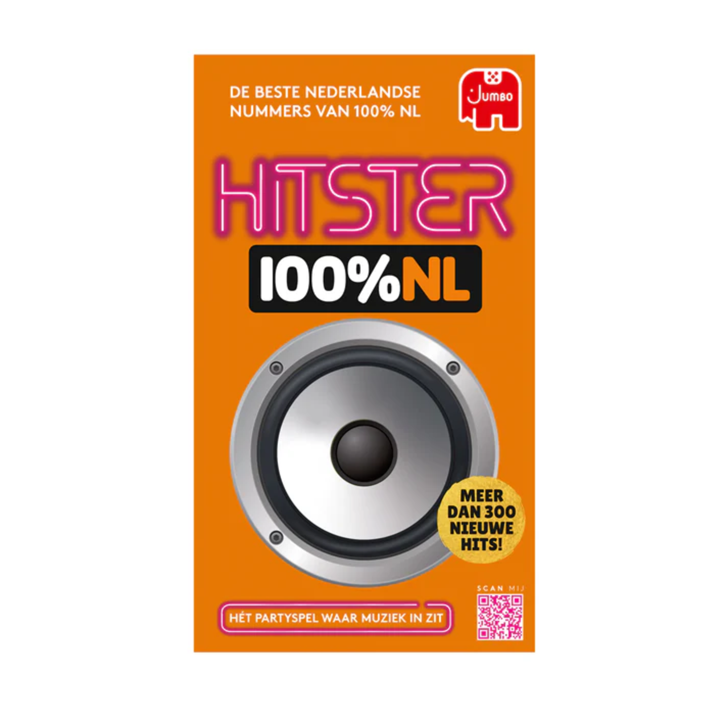 Oranje poster met een luidspreker en de woorden HITSTER 100% NL.