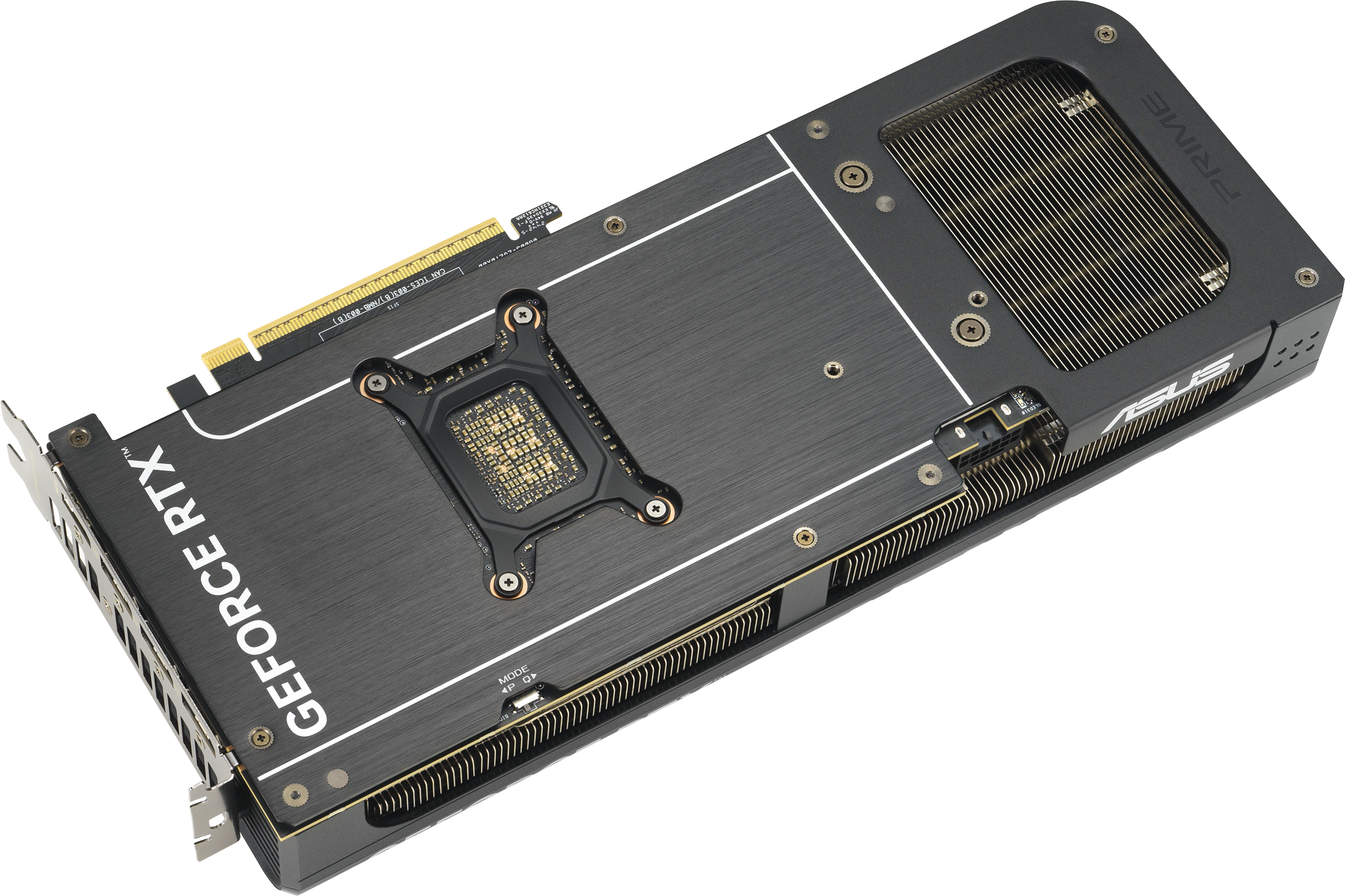 Grafikkarte mit GeForce RTX, schwarzer Hintergrund.