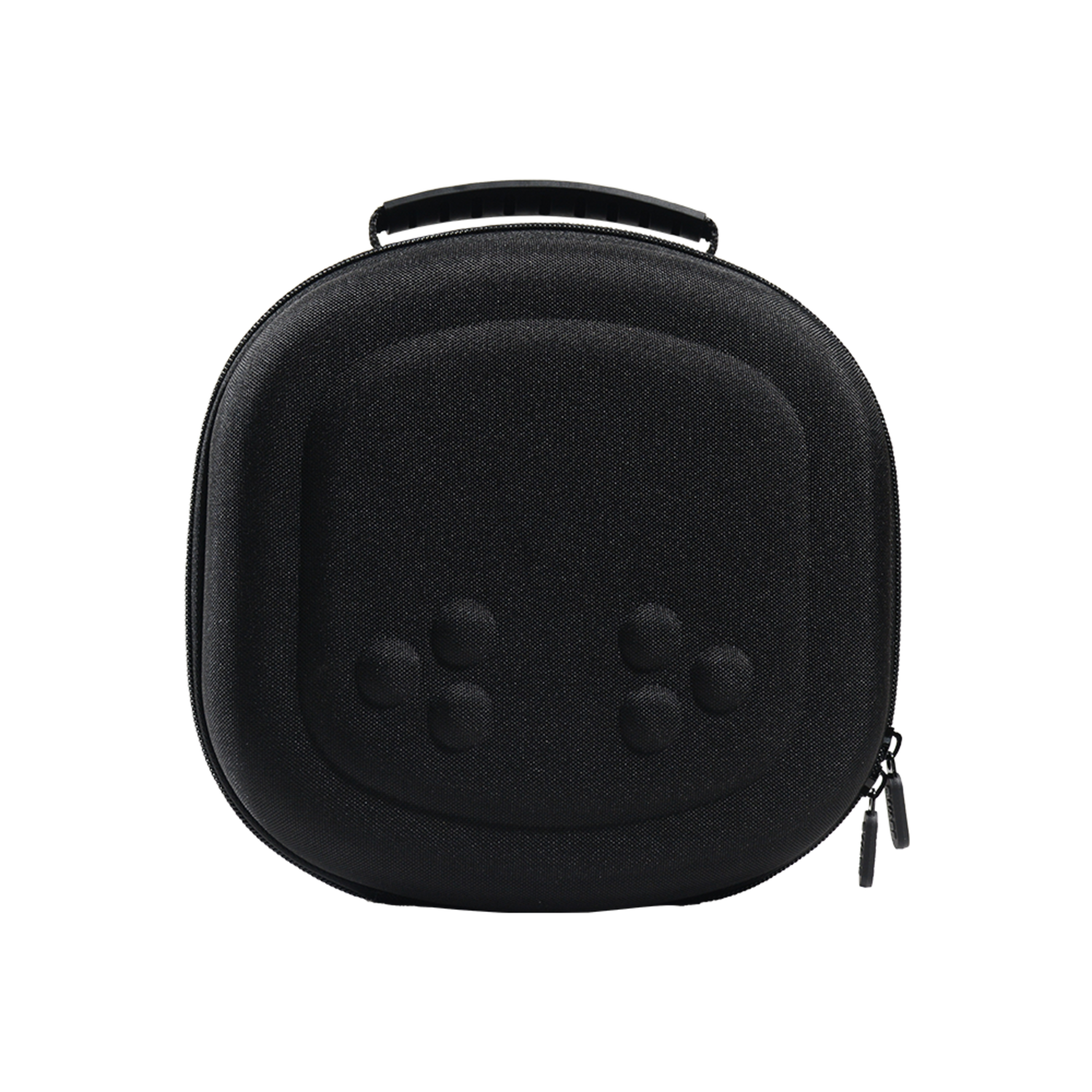 Black case with a zipper and a joystick icon on the front.