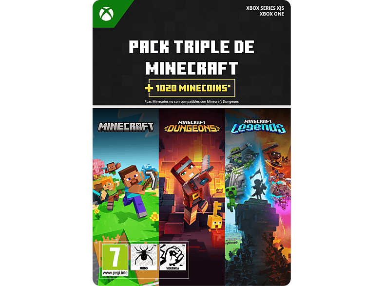 Xbox Series X S & One Minecraft Triple Bundle con 1020 Minecoins (Código de descarga)