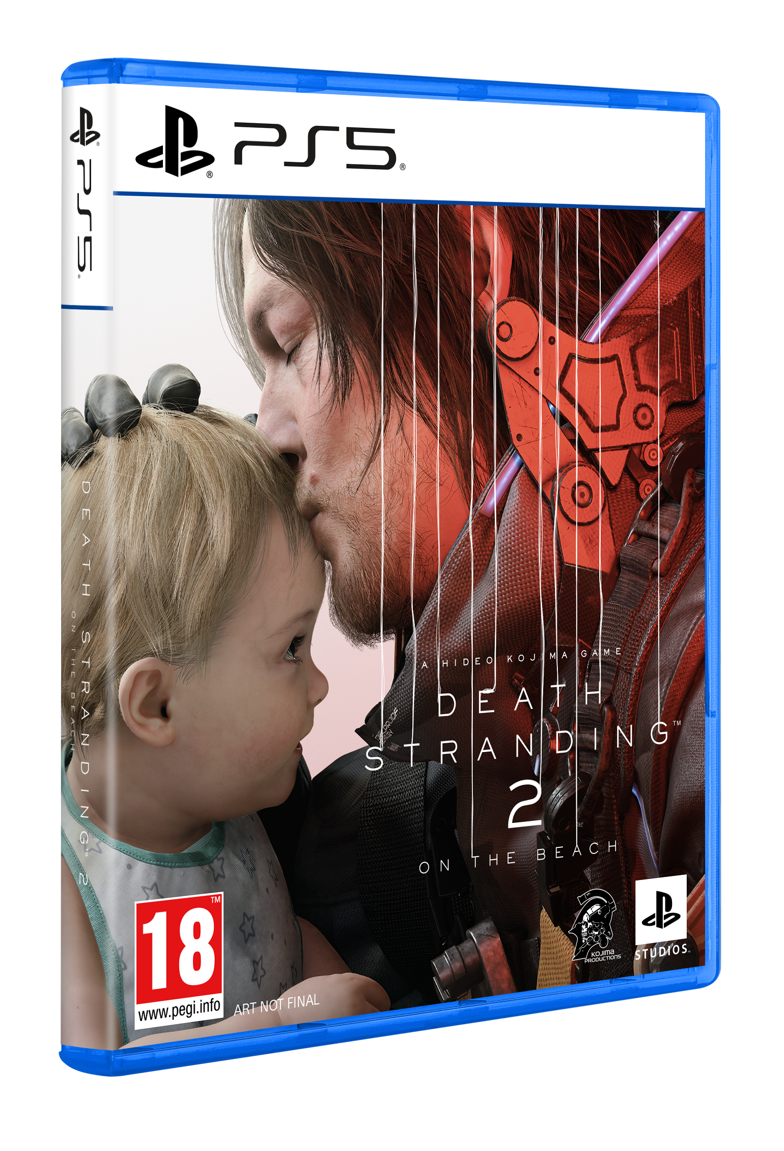 PS5-Spielhülle, Death Stranding 2, Mann küsst Baby.