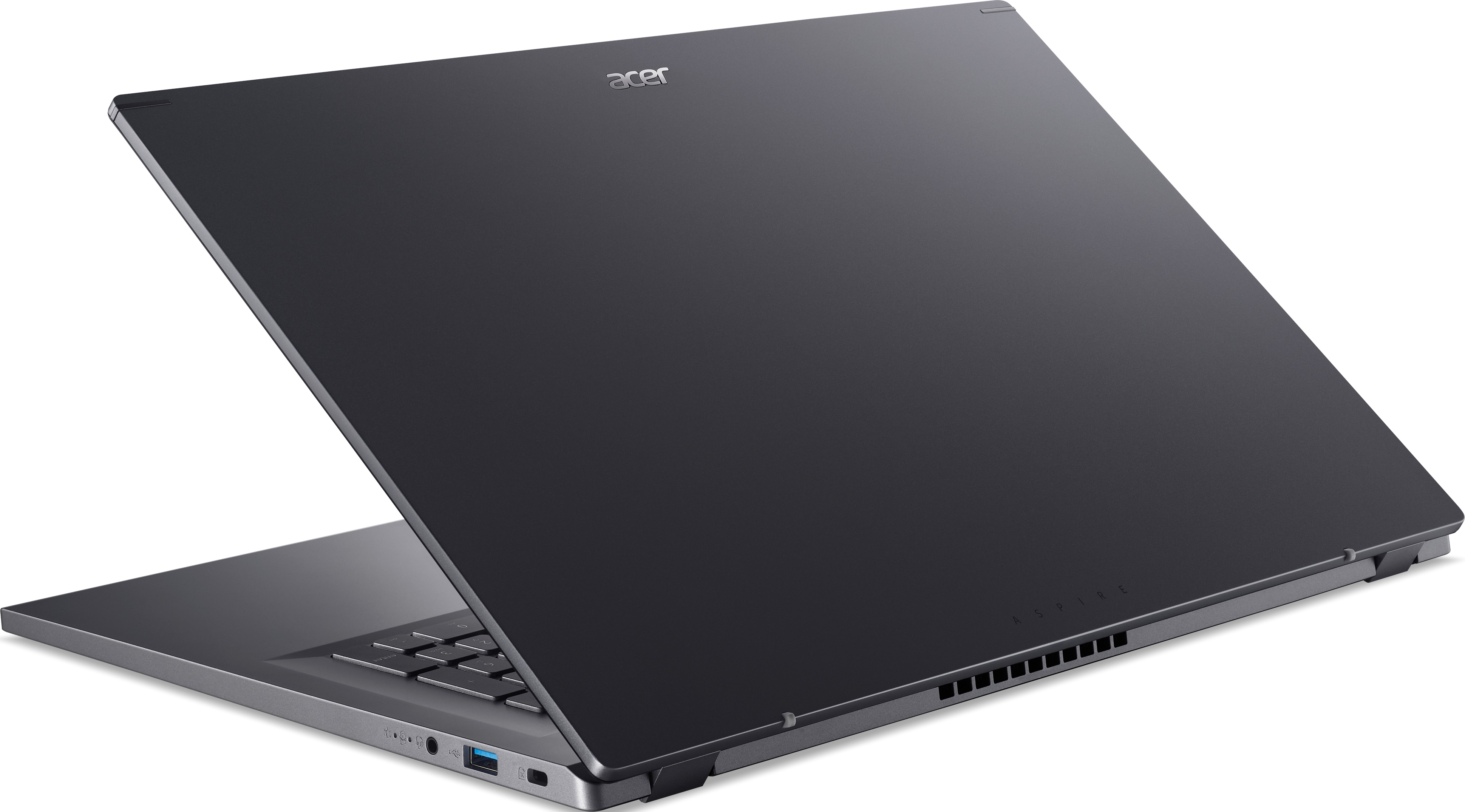 Laptop mit geöffnetem Bildschirm, zeigt die Marke Acer.