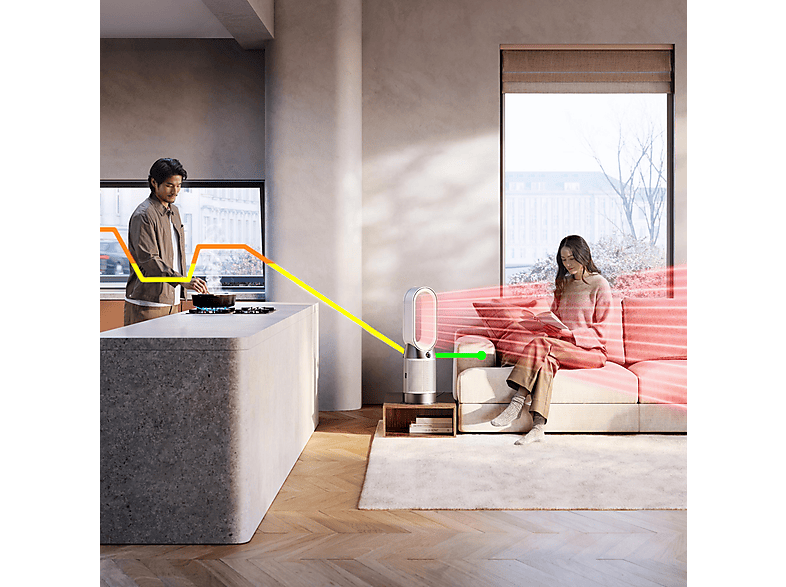DYSON Purifier Hot+Cool HP1 Luftreiniger Weiß (50 Watt, Raumgröße: 81 m³, HEPA 13 (Aktivkohlefilter))