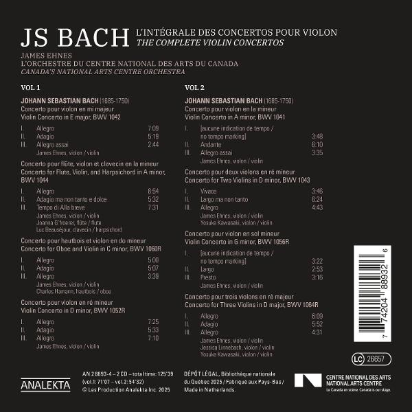 Eine Partitur für Violinkonzerte von JS Bach. Weißer Hintergrund mit Text.