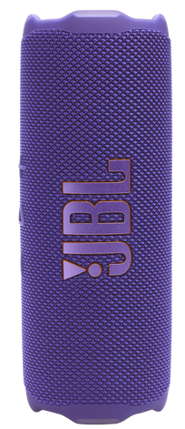 Fioletowy głośnik JBL z nazwą marki z przodu.