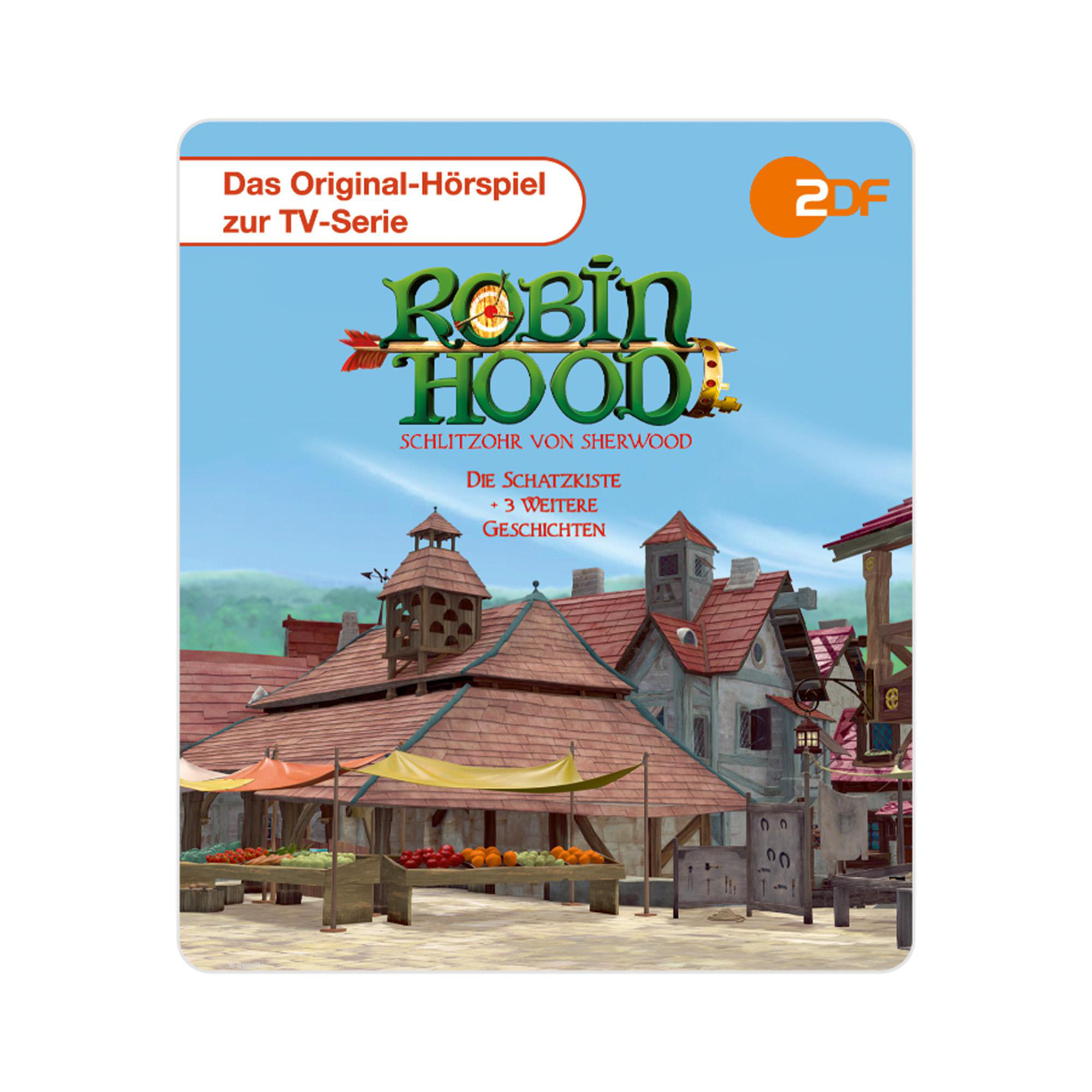 Cover-Art einer Robin Hood DVD mit einer Cartoon-Illustration und Text.
