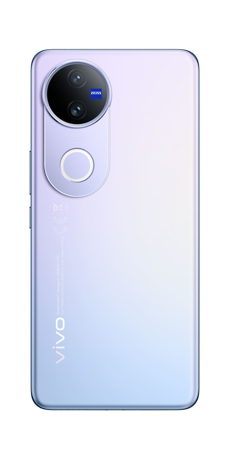 Parte trasera de smartphone blanco con módulo de cámara redondo y logotipo de Zeiss.