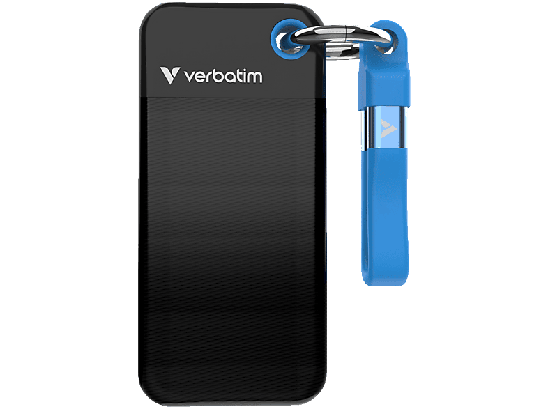 VERBATIM Pocket USB 3.2 Gen 2 Festplatte, 2 TB SSD, extern, Schwarz/Blau