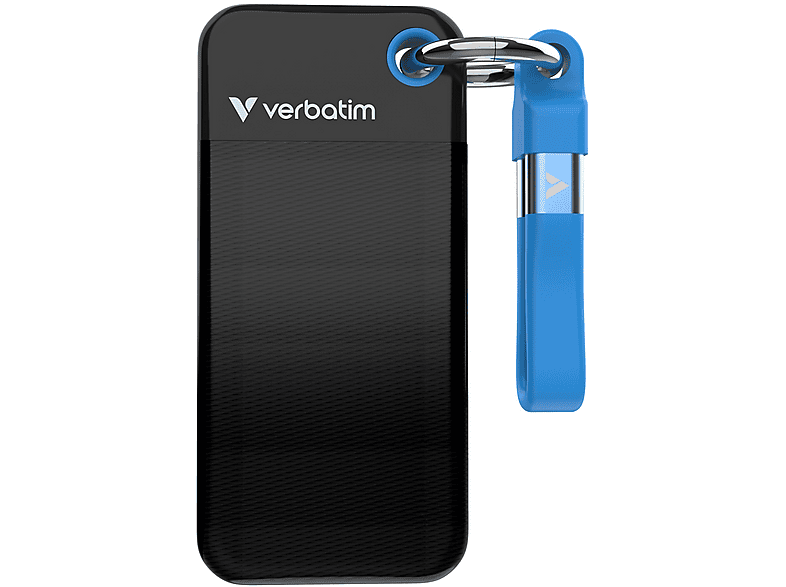VERBATIM Pocket USB 3.2 Gen 2 Festplatte, 1 TB SSD, extern, Schwarz/Blau