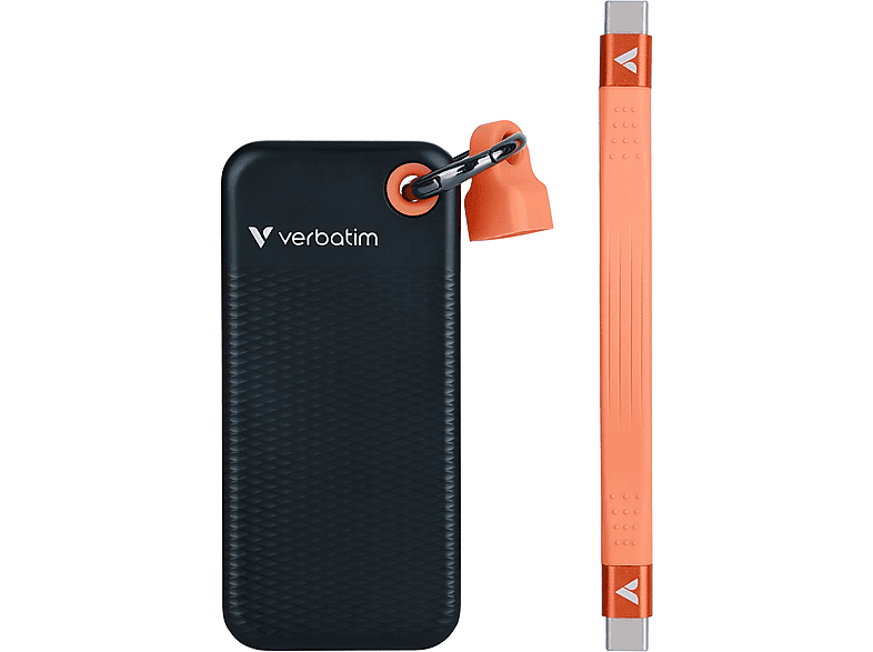 VERBATIM Pocket USB 3.2 Gen 2 Festplatte, 1 TB SSD, extern, Schwarz/Orange
