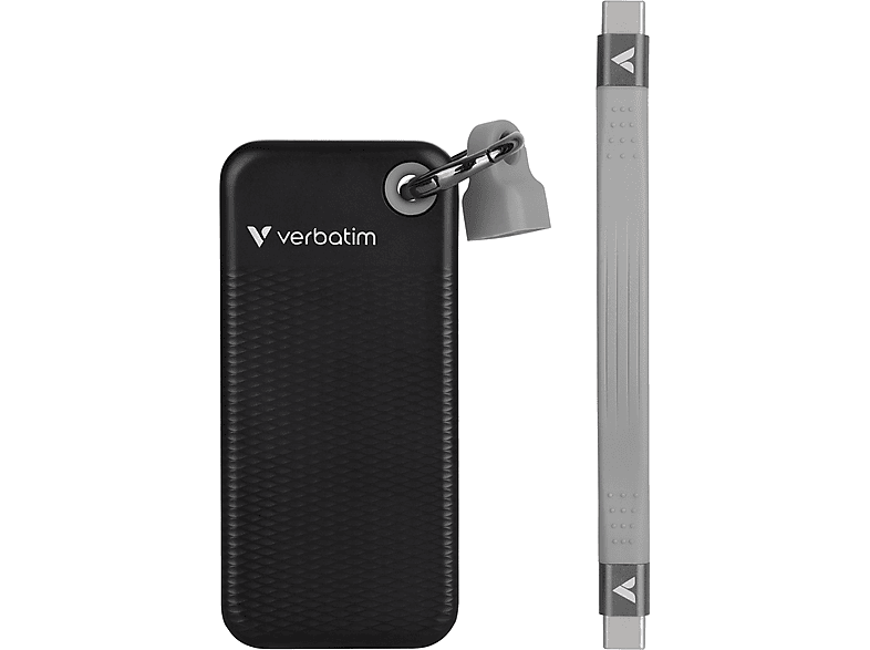 VERBATIM Pocket SSD, 1 TB, USB 3.2 Gen 2, Schlüsselanhänger mit Kabelbefestigung, Schwarz/Grau; externe Festplatte — Foto 2 von 4