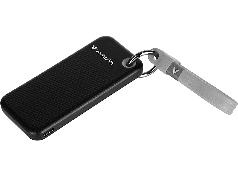 VERBATIM Pocket SSD, 1 TB, USB 3.2 Gen 2, Schlüsselanhänger mit Kabelbefestigung, Schwarz/Grau; externe Festplatte — Foto 3 von 4