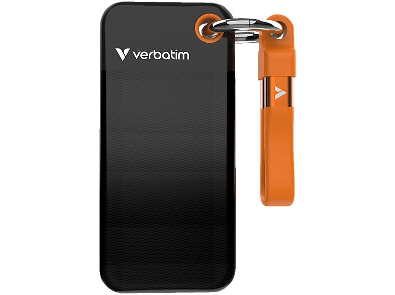 VERBATIM Pocket USB 3.2 Gen 2 Festplatte, 2 TB SSD, extern, Schwarz/Orange