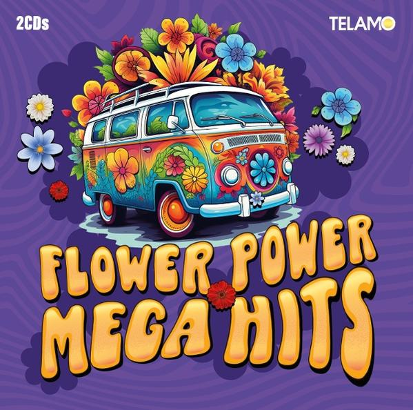 Albumcover eines bunten Vans mit Blumen auf lila Hintergrund, mit Blumenakzenten und Text.