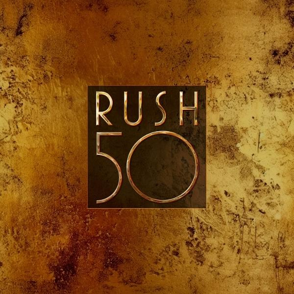 Goldfarbenes Quadrat mit 'RUSH 50'-Text auf strukturiertem, goldenem Hintergrund.
