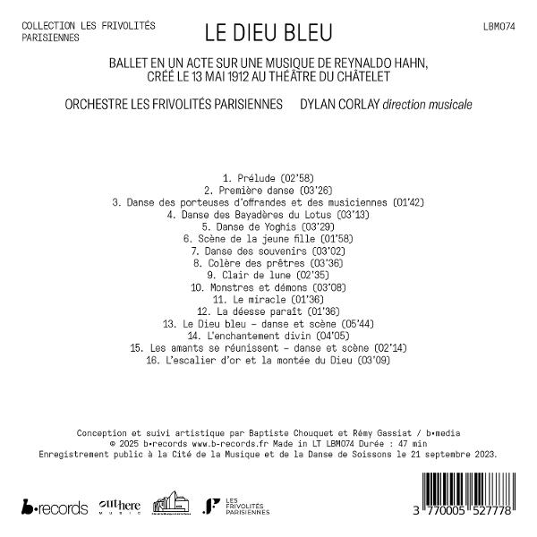 Albumcover mit Text. Titel: Le Dieu Bleu. Enthält eine Liste von Musikstücken und Credits.