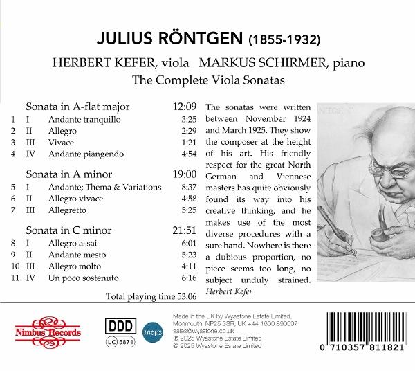 Albumcover. Text und eine Zeichnung eines Mannes in der rechten Ecke. The Complete Viola Sonatas.
