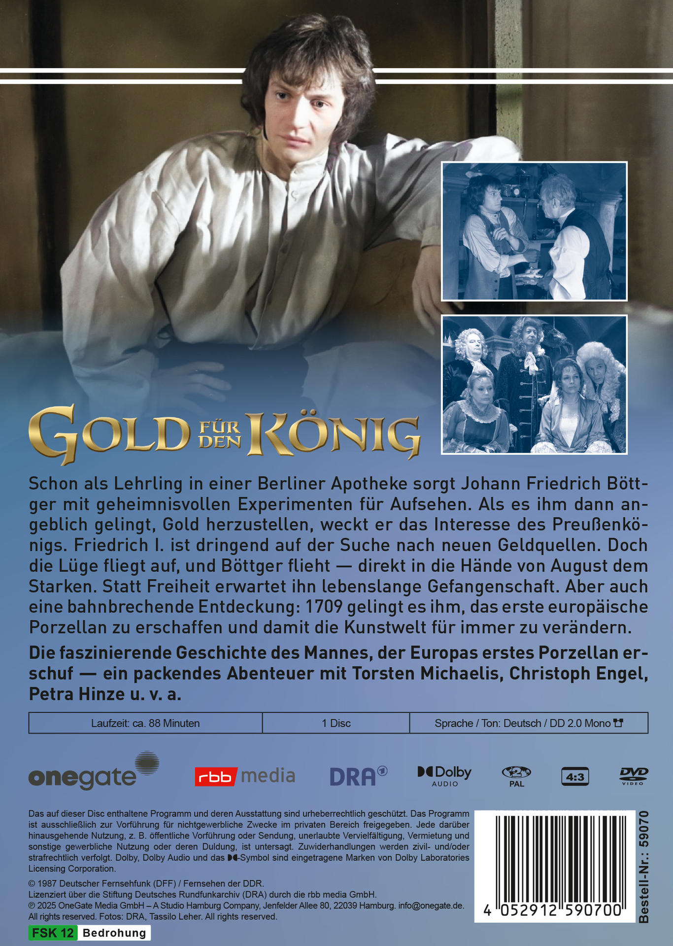 DVD-Hülle für einen Film. Das Cover zeigt einen Mann mit langem weißen Hemd.