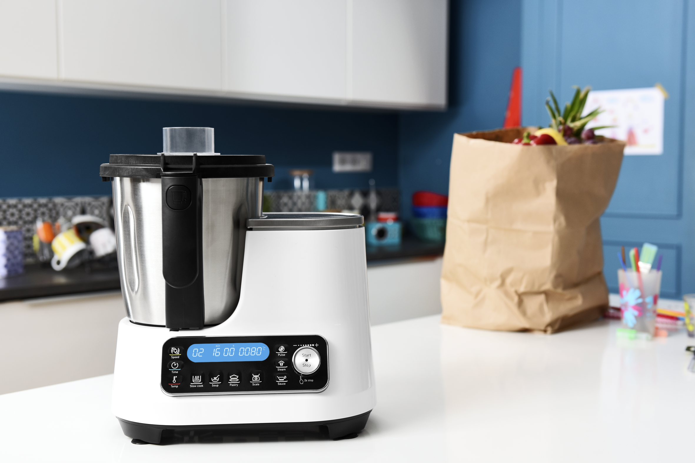 Robot de cocina - Moulinex Clickchef HF4021, 1400 W, 5 programas, 32 funciones, 3.6 l, Blanco