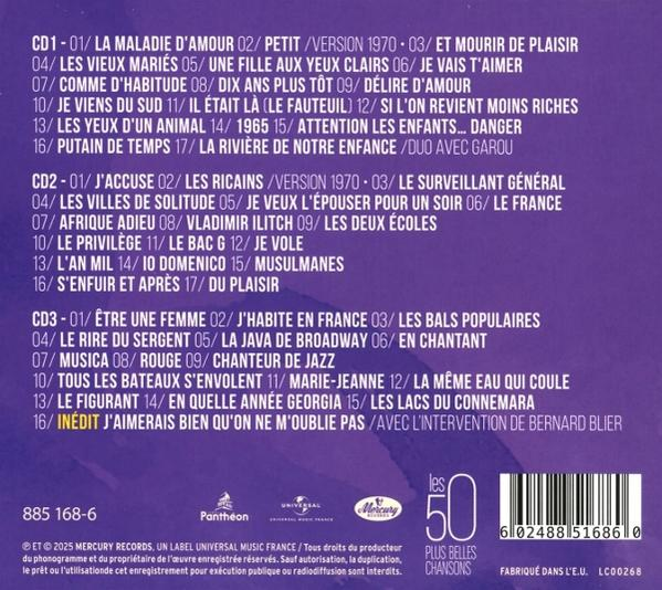 CD-Album mit Titellisten. Der Titel ist auf Französisch. Das Cover hat Songlisten und ein Logo.