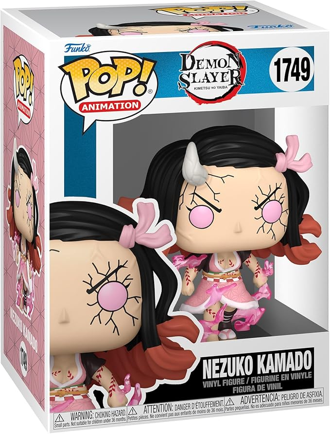 Una caja de Funko Pop con una figura de Nezuko Kamado del anime Demon Slayer.