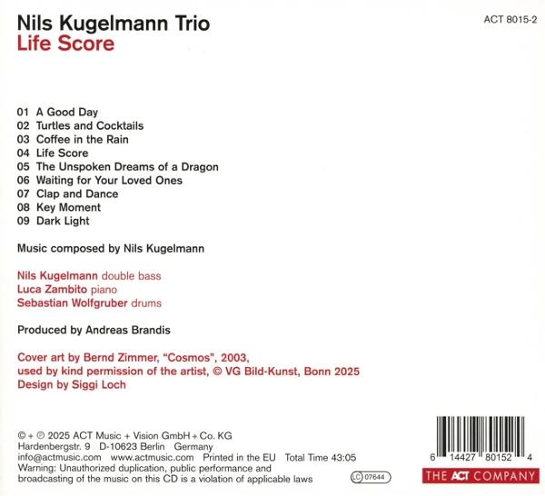 CD-Cover mit Titelliste von Nils Kugelmann Trio und weißem Hintergrund.