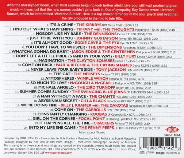 Ein Musikalbum-Rückseite mit Titelliste, Text und Urheberrechtsinformationen.