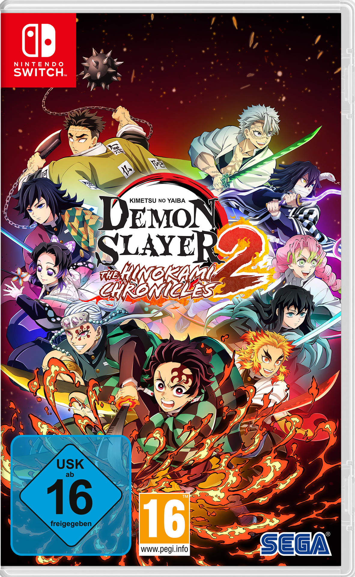 Spielcover für 'Demon Slayer: The Hinokami Chronicles 2' mit mehreren Charakteren.