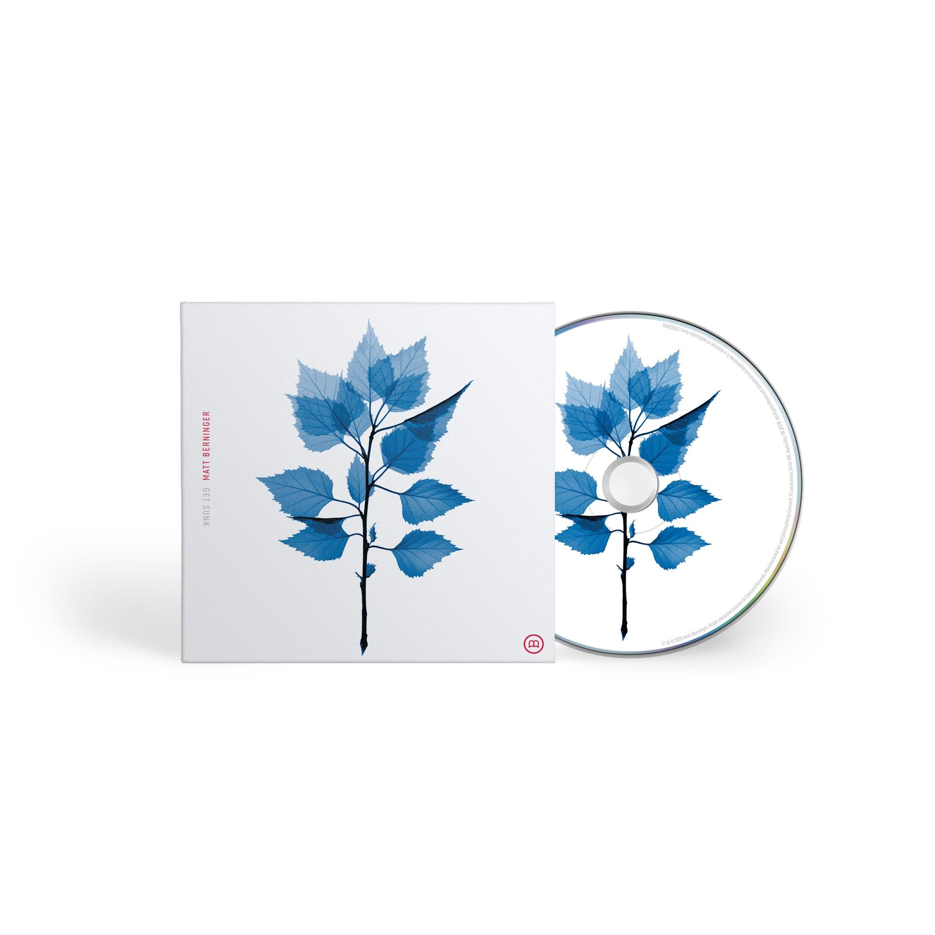 CD und Albumcover. Blaues Blattdesign auf weißem Hintergrund. Künstler: Matt Berninger.