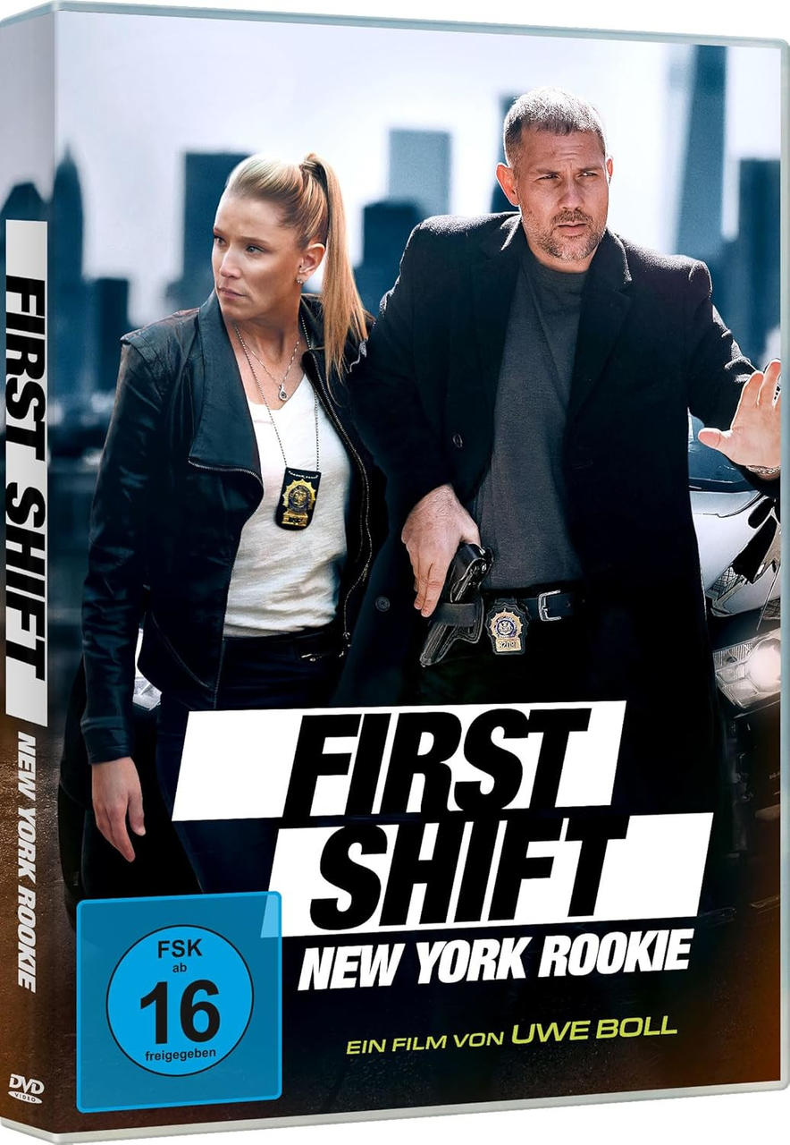 DVD-Cover von 'First Shift: New York Rookie' mit zwei Polizisten.