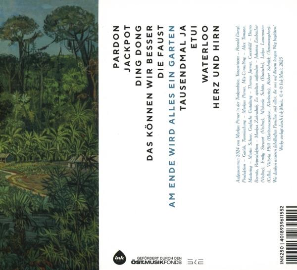 Albumcover. Text in Weiß auf blauem Hintergrund. Bäume im Hintergrund.