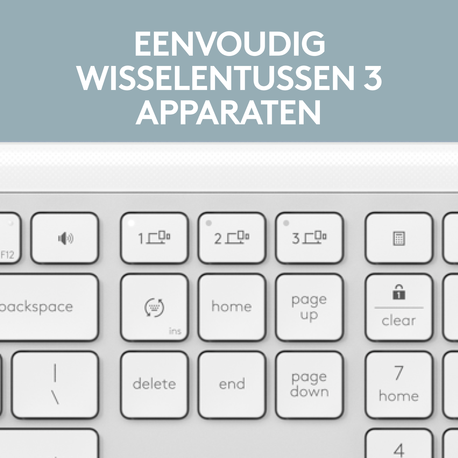 Close-up of a keyboard with buttons and a white background.