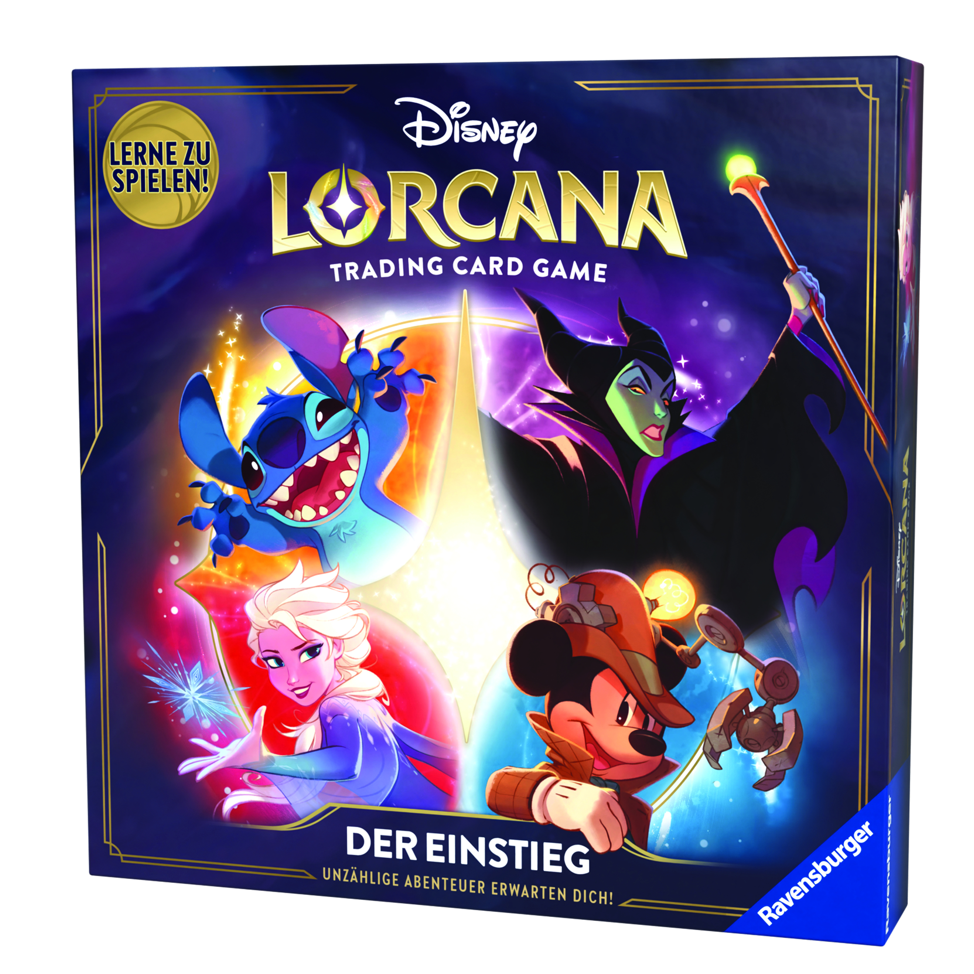 Disney Lorcana Trading Card Game Box, mit Disney-Charakteren und Spieltitel.