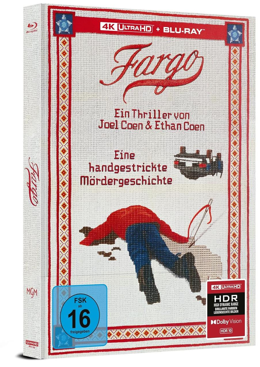 Fargo-Film-Box-Set. Das Cover ist ein Kreuzstich-Design.