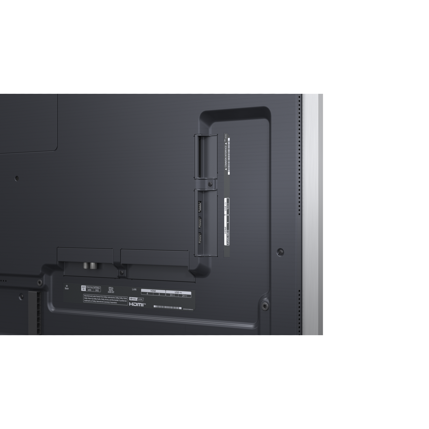 Back of a black TV showing ports.