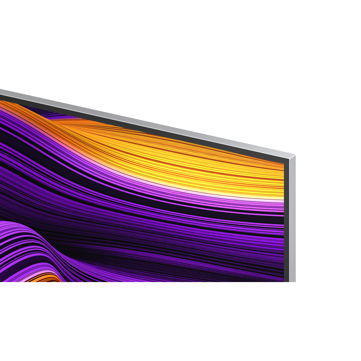 Close-up of the top corner of a TV screen, showing a colorful abstract design.
