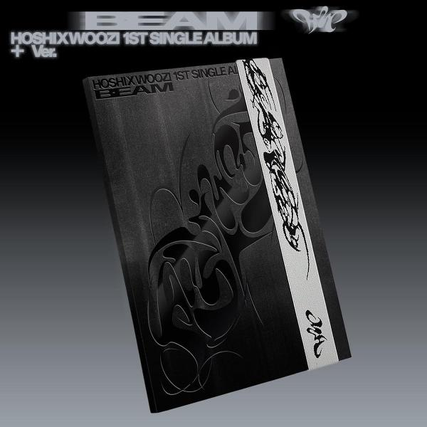 Schwarzes Albumcover mit weißem Streifen und stilisiertem Text "BEAM" sowie weißem Text.