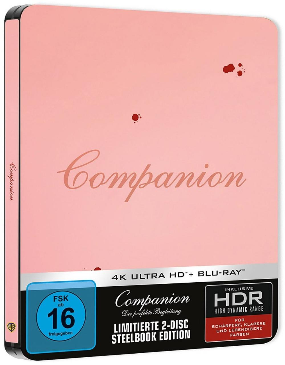 Rosa Blu-ray-Hülle mit dem Wort Companion und Blutspritzern.