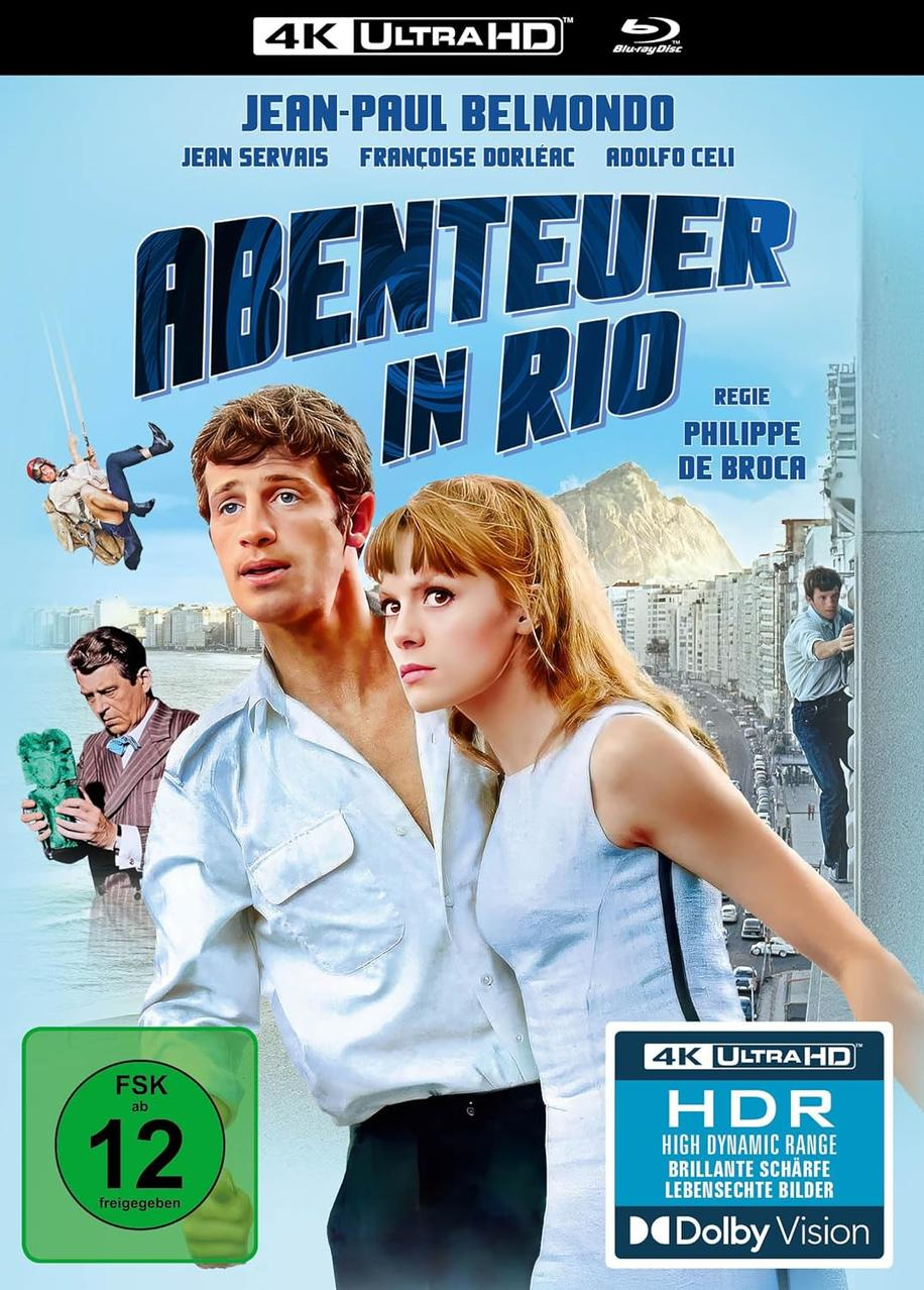 Filmcover: Abenteuer in Rio. Mit Jean-Paul Belmondo. Bunte Szene.