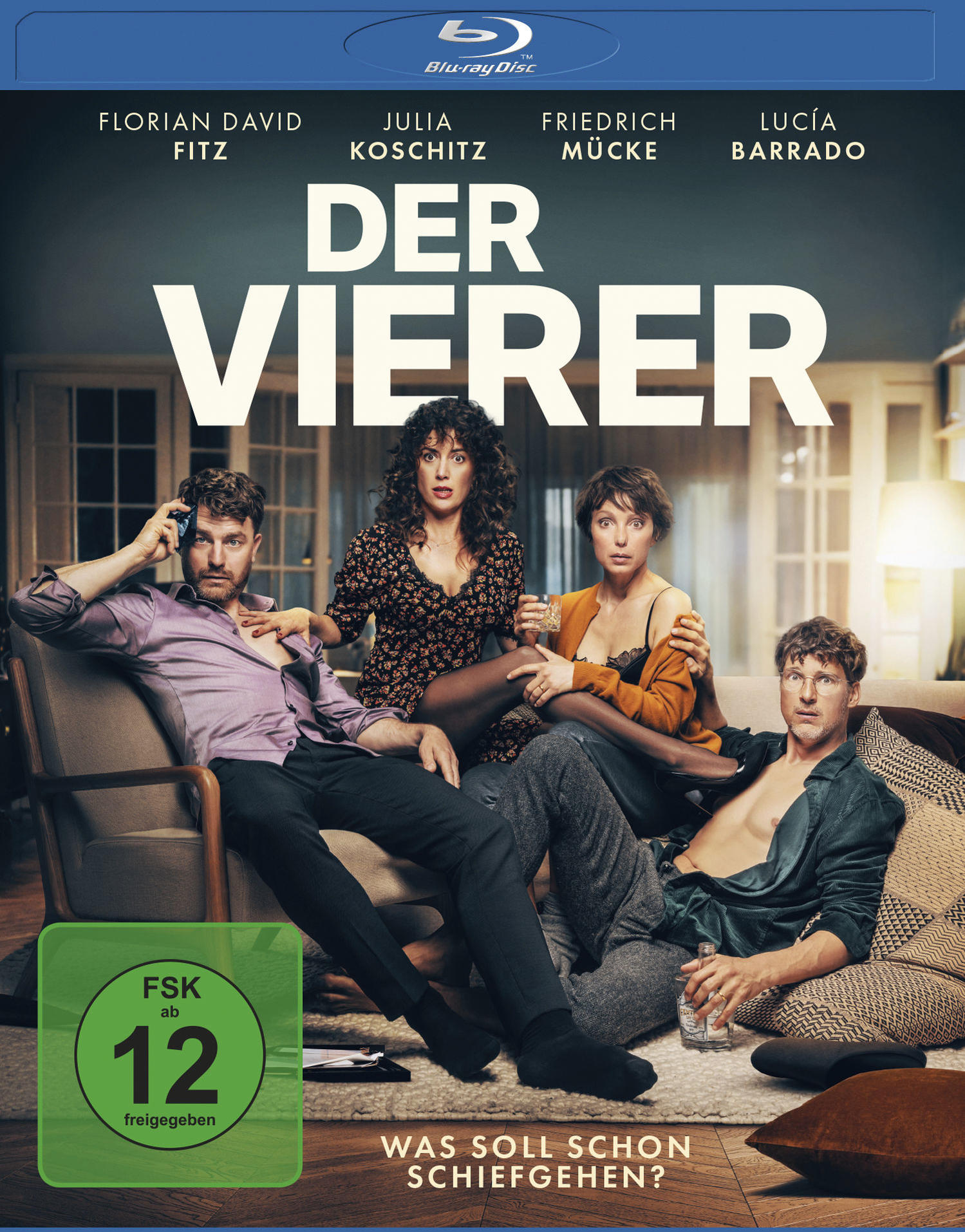 Filmposter. Vier Personen auf einem Sofa. Titel: Der Vierer. Namen der Schauspieler oben.