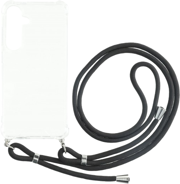 CASE AND PRO Samsung Galaxy S25 TPU+PC átlátszó tok, fekete zsinórral (FEST-SAM-S25-TP)