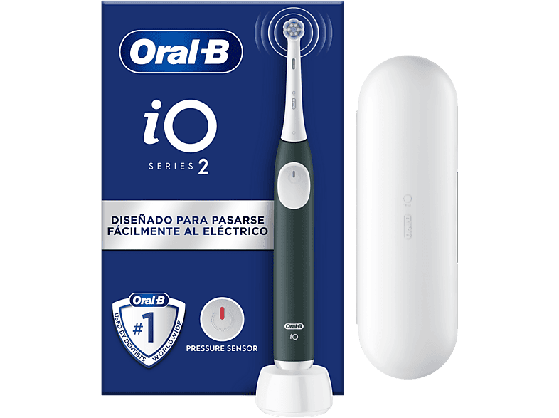 Cepillo eléctrico - Oral-B iO 2, 1 cabezal, Diseñado por Braun, Verde Bosque