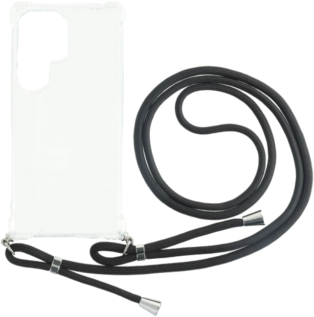 CASE AND PRO Samsung Galaxy S25 Ultra TPU+PC átlátszó tok, fekete zsinórral (FEST-SAM-S25U-TP)